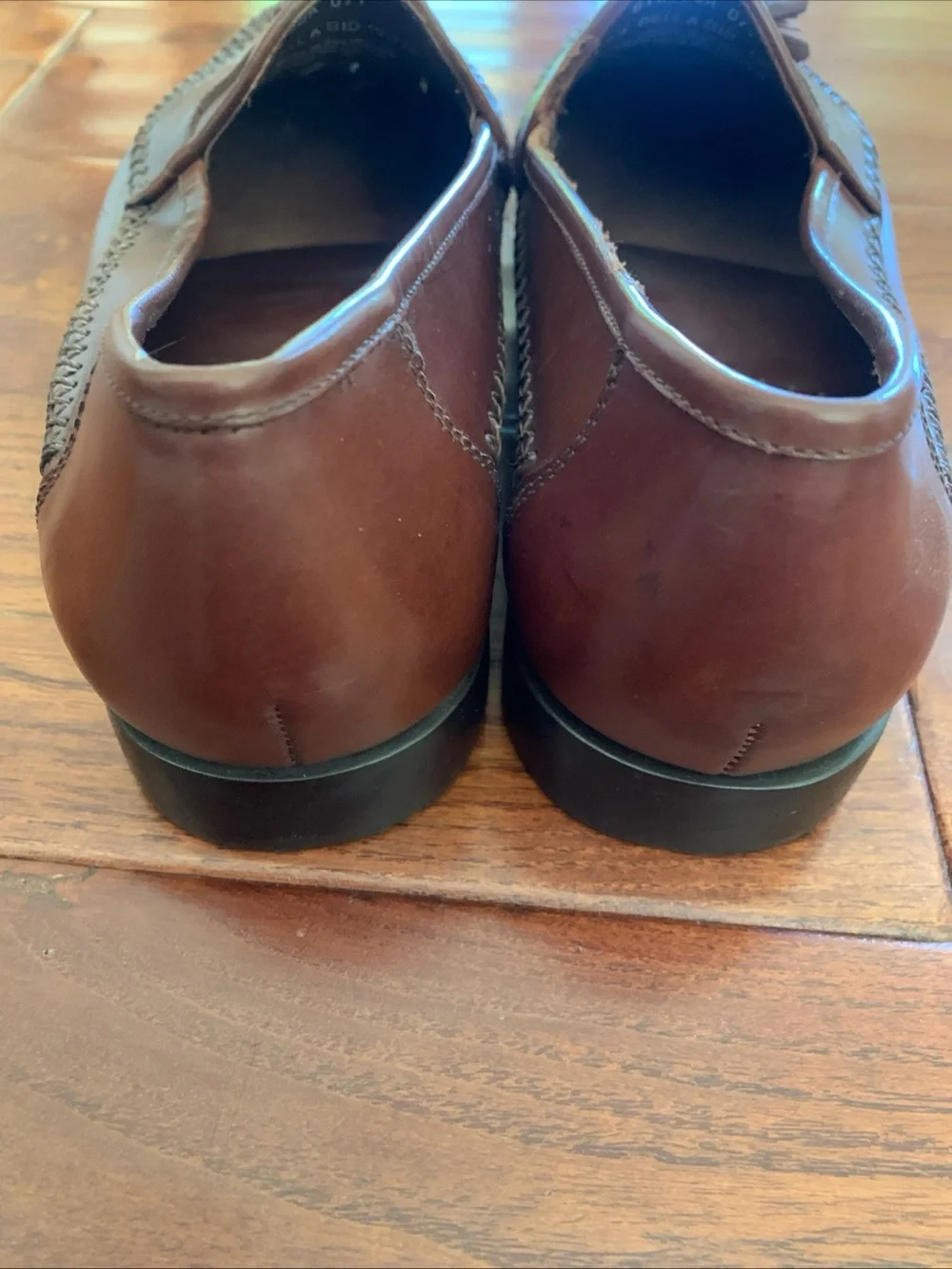 Bass Mens Bellagio Dress Loafers 10.5M Leather Brown Woven Tassel Slip On Shoes